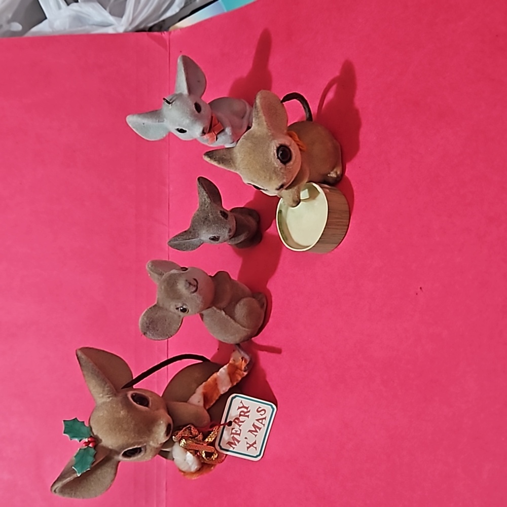 Flocked mice set of 5 some are from design from Hampton and Josef originals